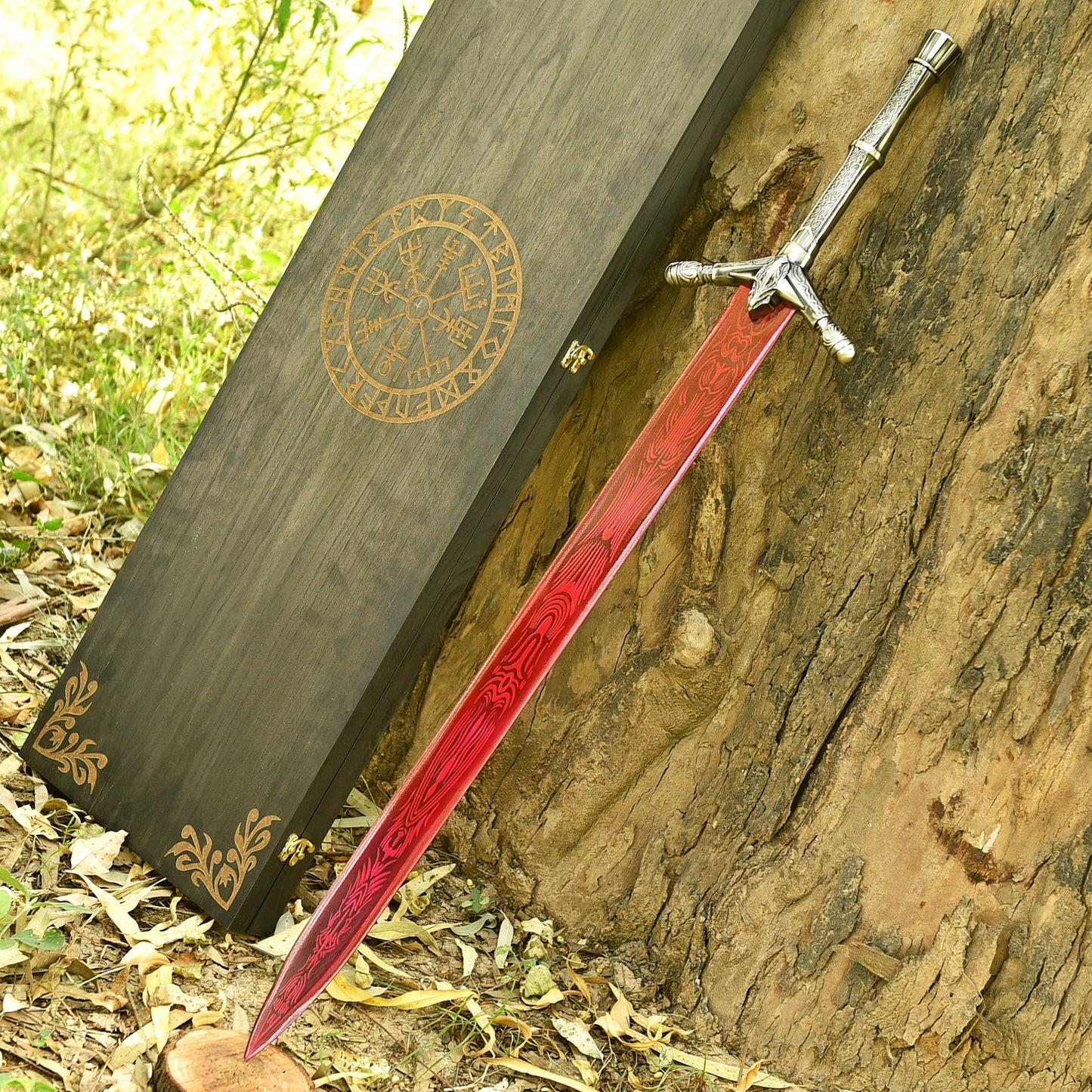 Personalized Crimson Medieval Knight Sword Gift for Men