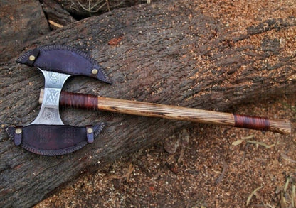 Custom engraved Snowstrike Axe for brother, crafted with high carbon steel, ash wood handle, and optional wooden box for a thoughtful Christmas gift.

