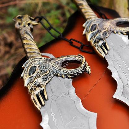 God of War Blades of Chaos Metal, Twin Blades Sword, Kratos Metal Swords, Best pair of Blades for camping, Weapon Gift, Gift for Boyfriend