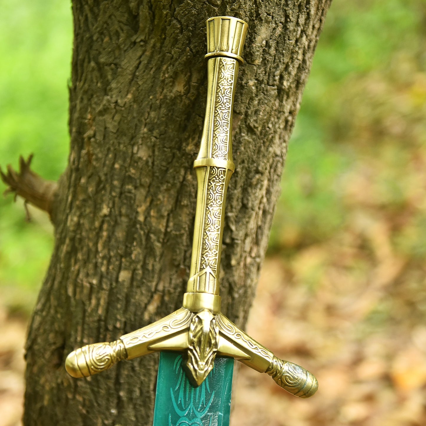 Antique gold dragon hilt with detailed craftsmanship