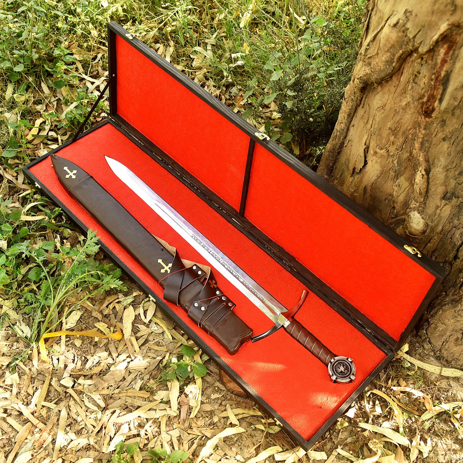 Gift for Husband Personalized King's Honor Sword with leather scabbard and premium wooden gift box