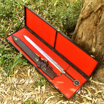 Gift for Husband Personalized King's Honor Sword with leather scabbard and premium wooden gift box