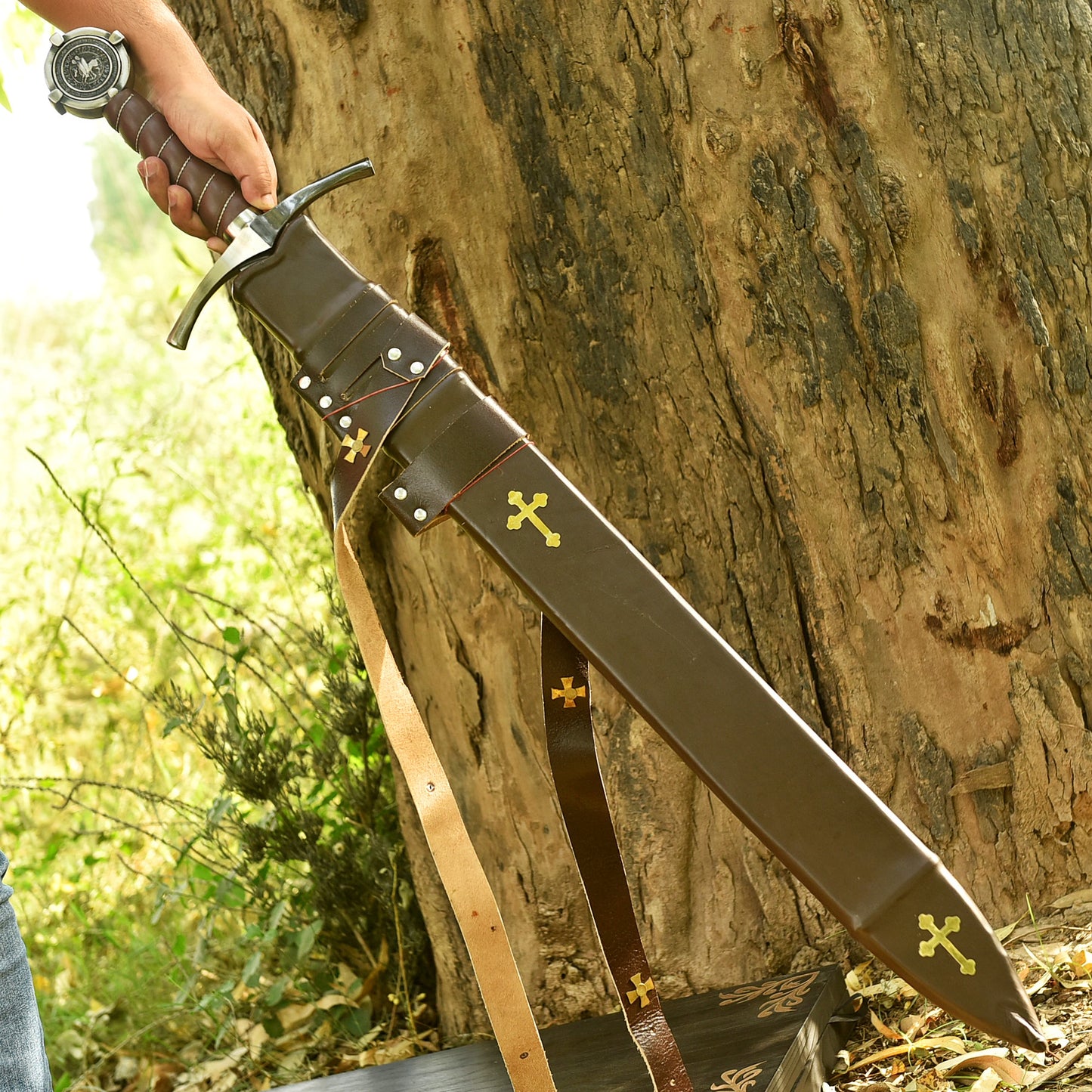 Gift for Husband Personalized King's Honor Sword with leather scabbard and premium wooden gift box