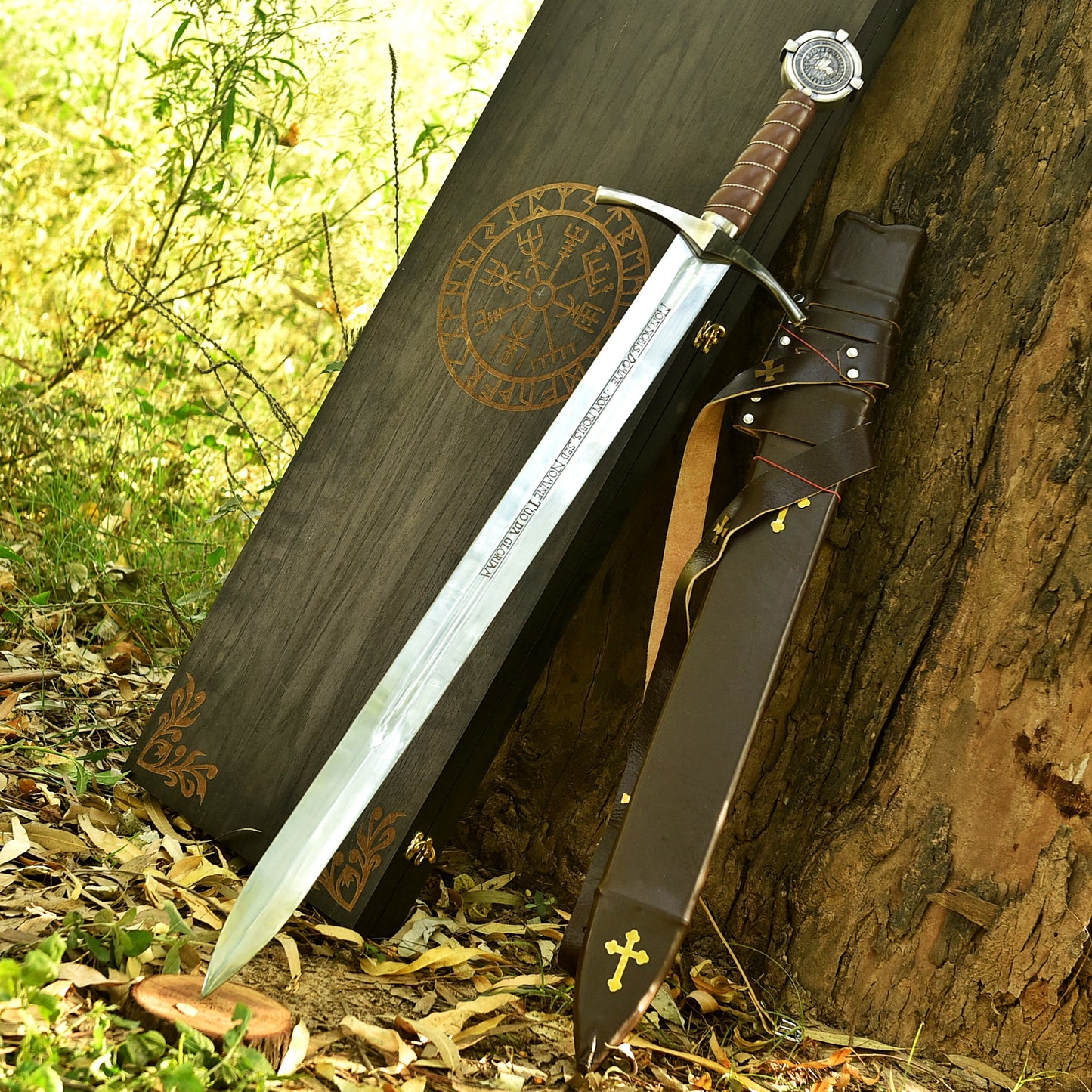 Gift for Husband Personalized King's Honor Sword with leather scabbard and premium wooden gift box