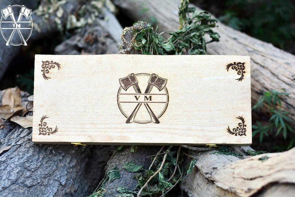 Customize Wooden Box for Men Custom War Axe with names of  your loved ones and engravings