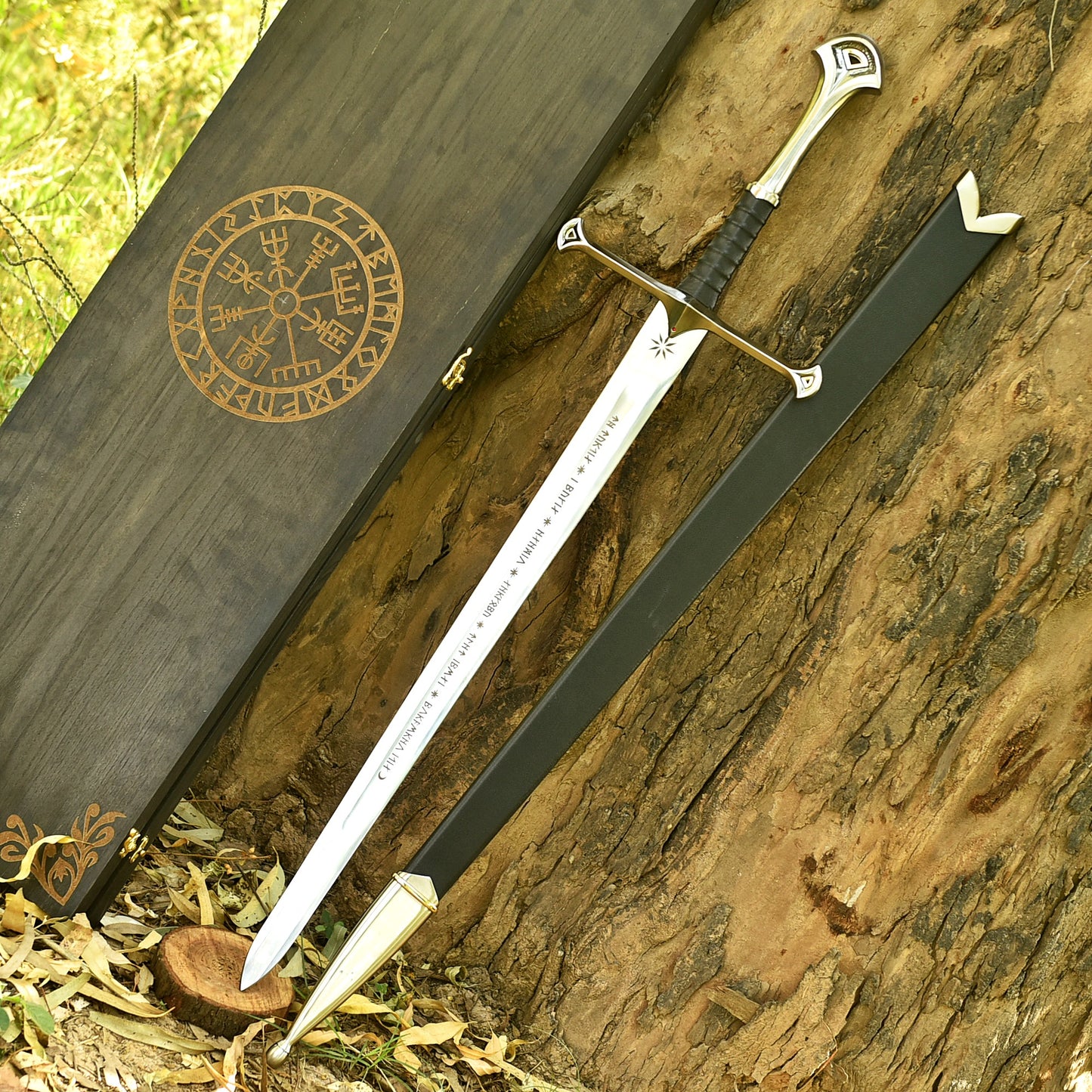 Unique Gift for Him – Personalized Silver Crown Sword