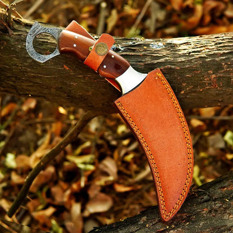 Handmade Damascus Steel Karambit Knife with Rosewood Handle |Personalized Groomsman, Birthday, and Father’s Day Gift for Men