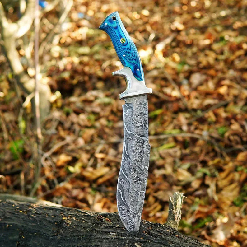 Custom Handmade Damascus Steel Bowie Knife