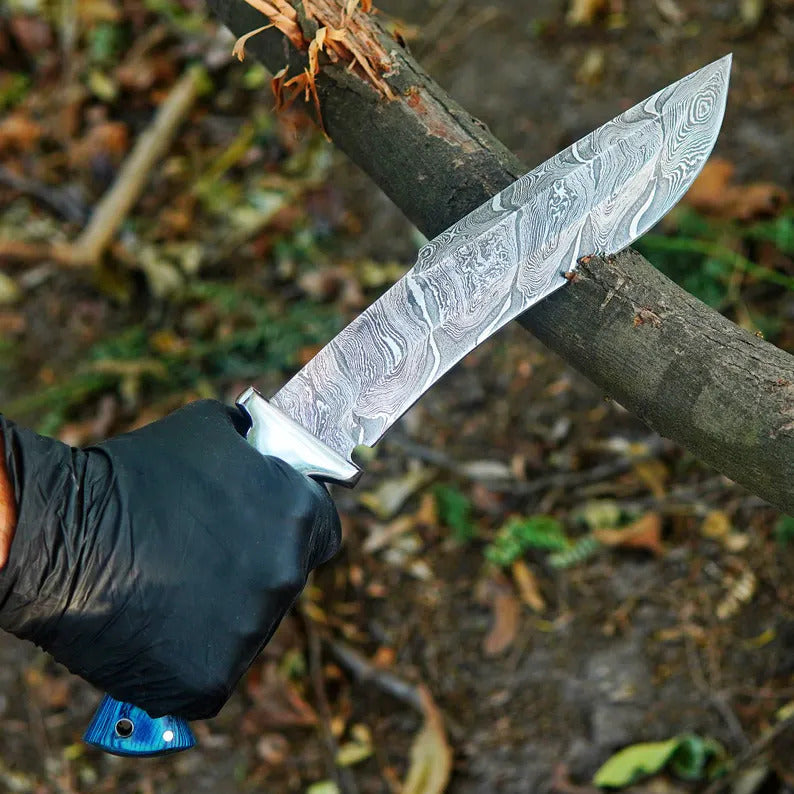 Custom Handmade Damascus Steel Bowie Knife