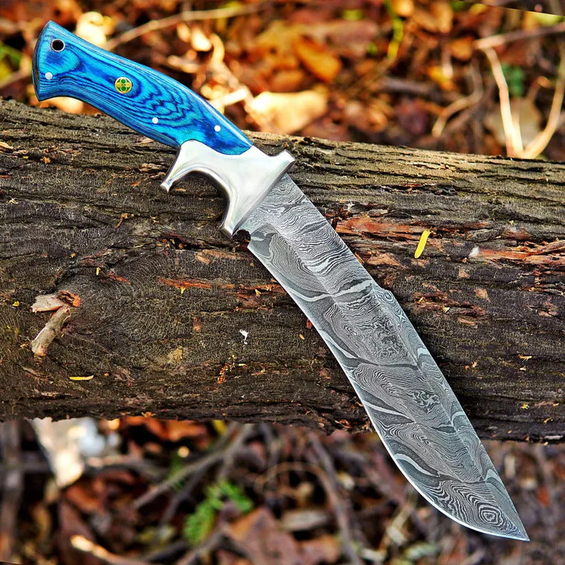 Custom Handmade Damascus Steel Bowie Knife