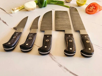 5-Piece Damascus Kitchen Utility ToolCollection – Luxury Gift for Men