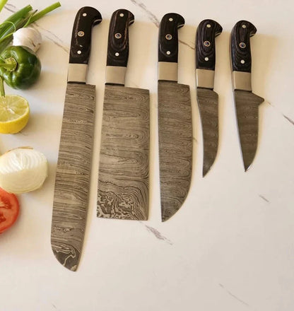 5-Piece Damascus Kitchen Utility ToolCollection – Luxury Gift for Men