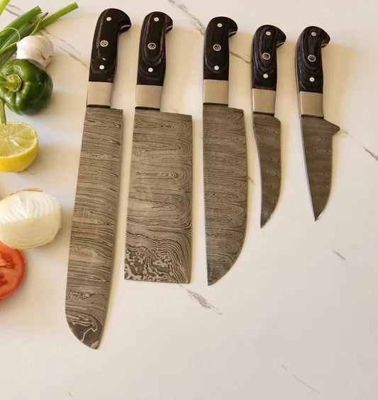 5-Piece Damascus Kitchen Utility ToolCollection – Luxury Gift for Men