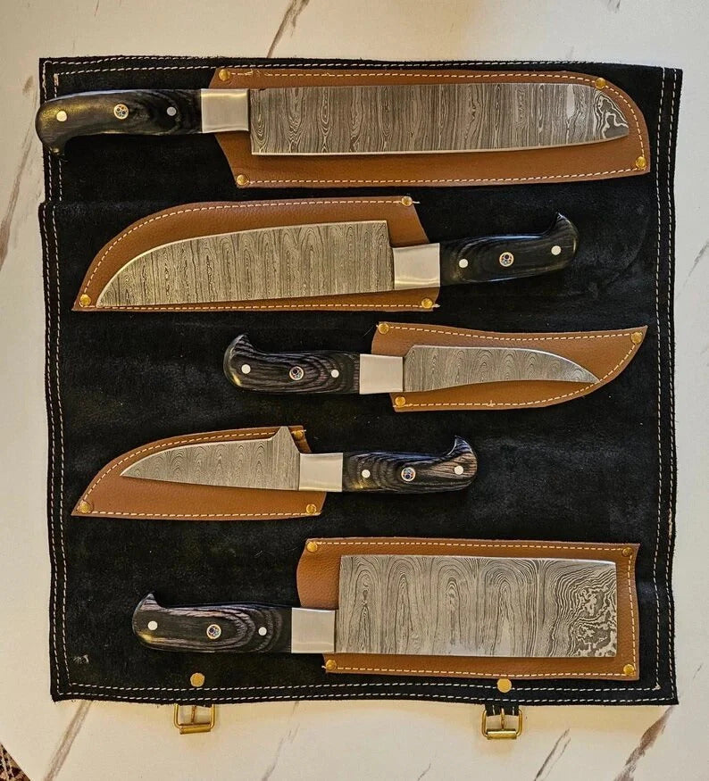 5-Piece Damascus Kitchen Utility ToolCollection – Luxury Gift for Men