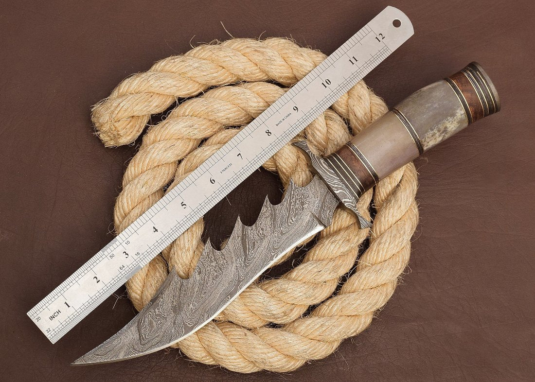 buy custom best man hunting knife with leather sheath and sharpener