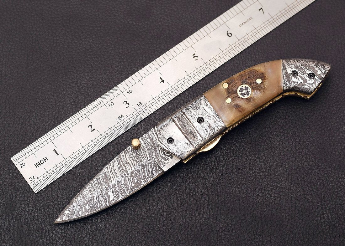buy custom retiree knife with engraved name and leather sheath