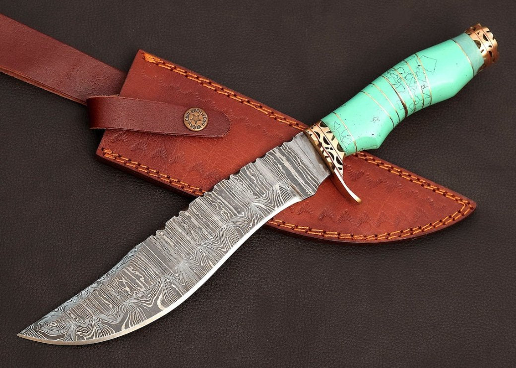 Custom True Connection Hunting Knife with leather sheath, unique anniversary gift for him

