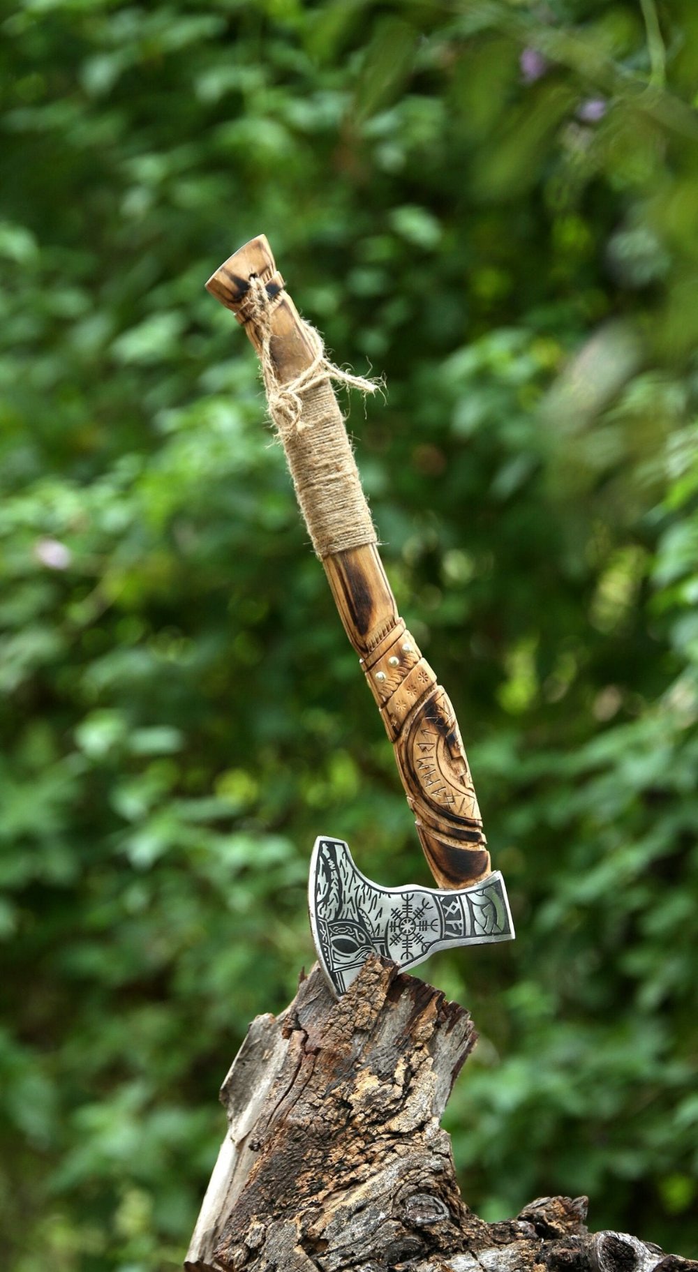 Unique Eternal Bond Custom Axe with personalized gift box and leather sheath, perfect for 2024

