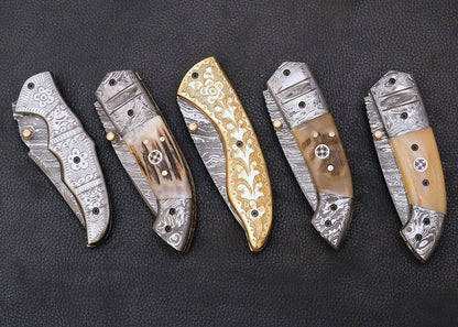 shop set of 5 folding pocket knives which is hand made and can be customized