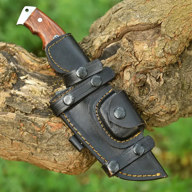 High-Carbon Steel Hunting Knife with Hardwood Handle