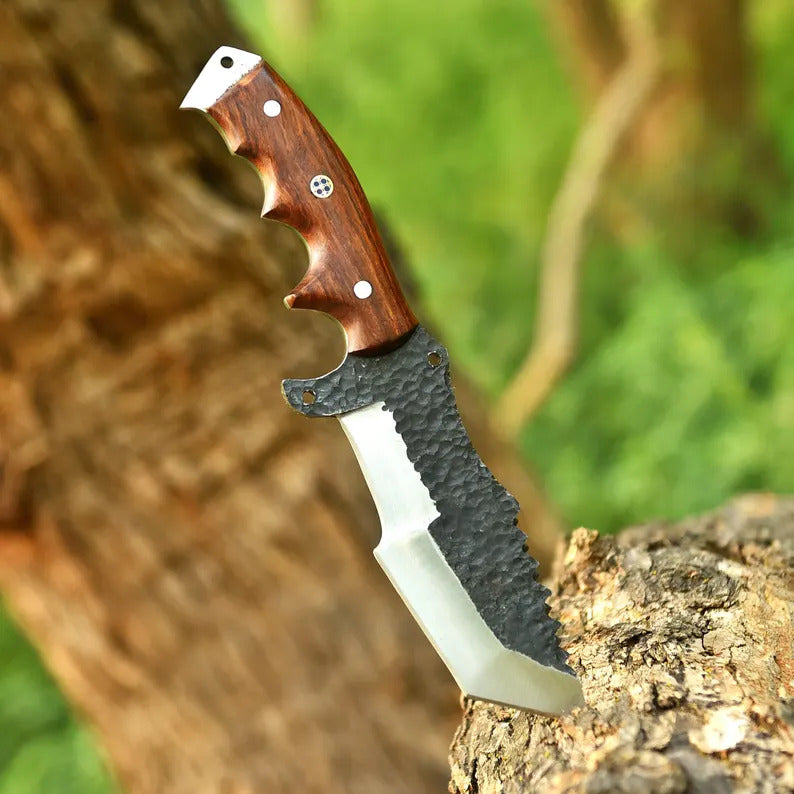 High-Carbon Steel Hunting Knife with Hardwood Handle