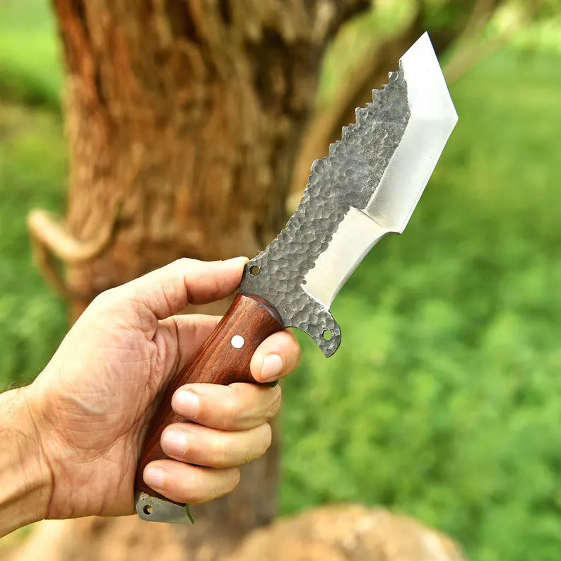 High-Carbon Steel Hunting Knife with Hardwood Handle