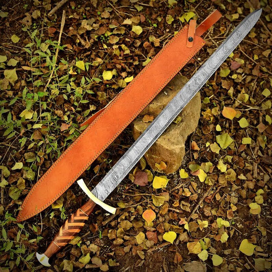 Sword with leather sheath on a natural background