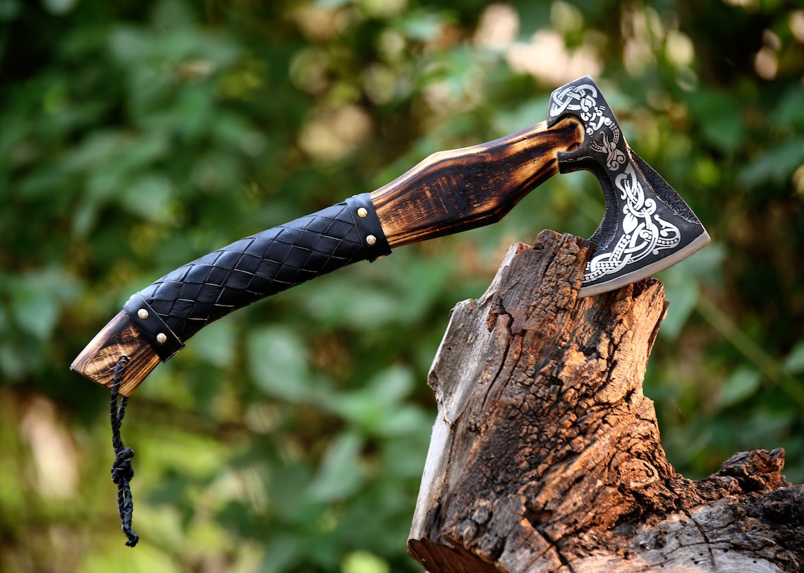 purchase personalized valor firefighter axe with leather sheath