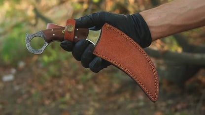 Handmade Damascus Steel Karambit Knife with Rosewood Handle |Personalized Groomsman, Birthday, and Father’s Day Gift for Men