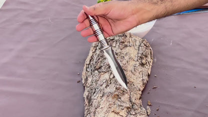 Premium Carbon Steel Tri|Dagger with Round Handle