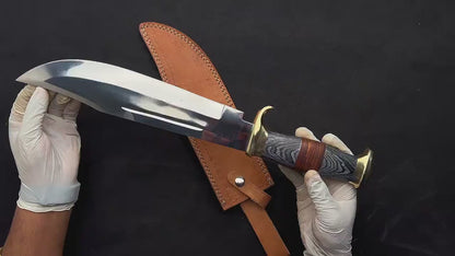 Damascus Bowie Knife with Sheath | Ideal for Hunting & Gifting