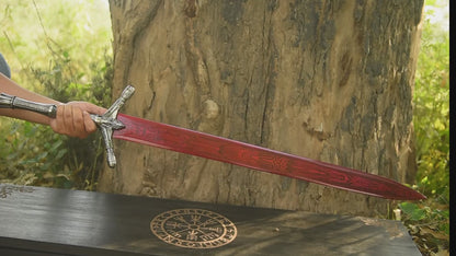 Personalized Crimson Medieval Knight Sword Gift for Men