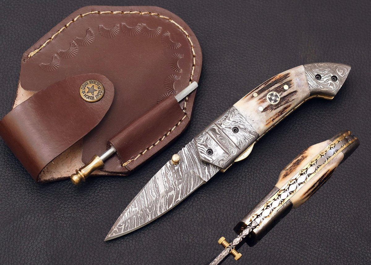  buy retirement knife for dad with sharpener and leather sheath