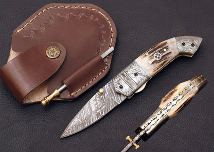  buy retirement knife for dad with sharpener and leather sheath