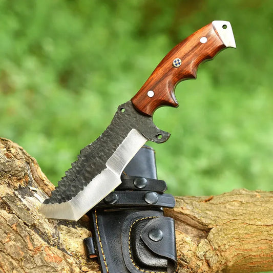 High-Carbon Steel Hunting Knife with Hardwood Handle