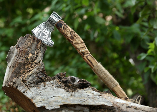 Buy Unique Eternal Bond Engraved Axe with leather sheath and gift box, 2024 gift for him

