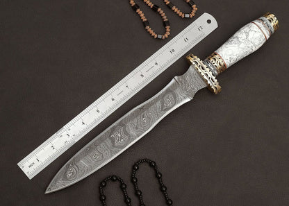 buy Yuletide hunt dagger with custom engraving and leather sheath