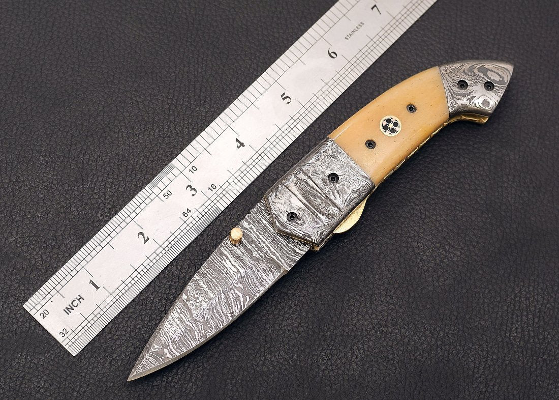 buy 7.5" cow bone handle folding knife