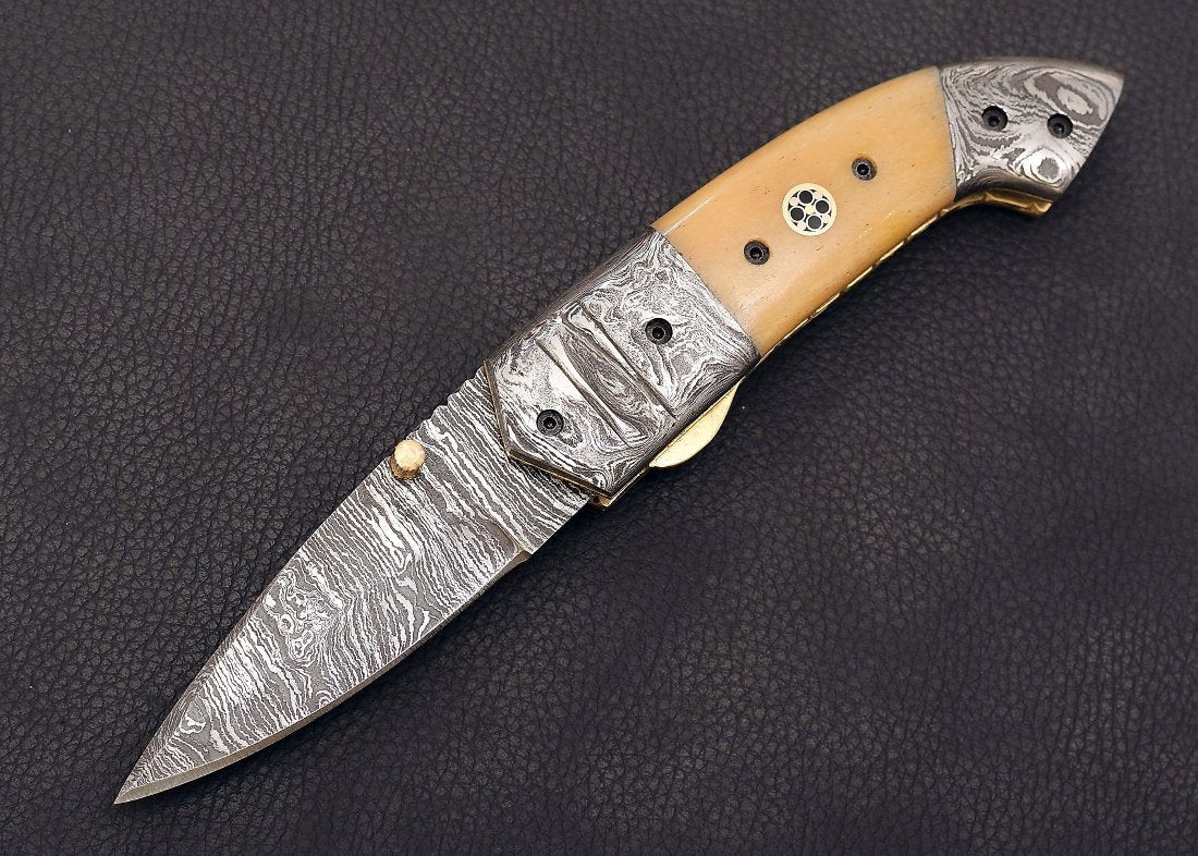 shop cow bone handle folding knife