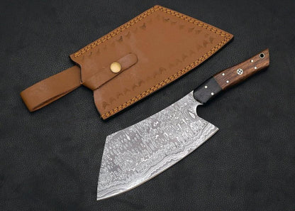 buy hand made butcher knife with leather sheath for safe storage