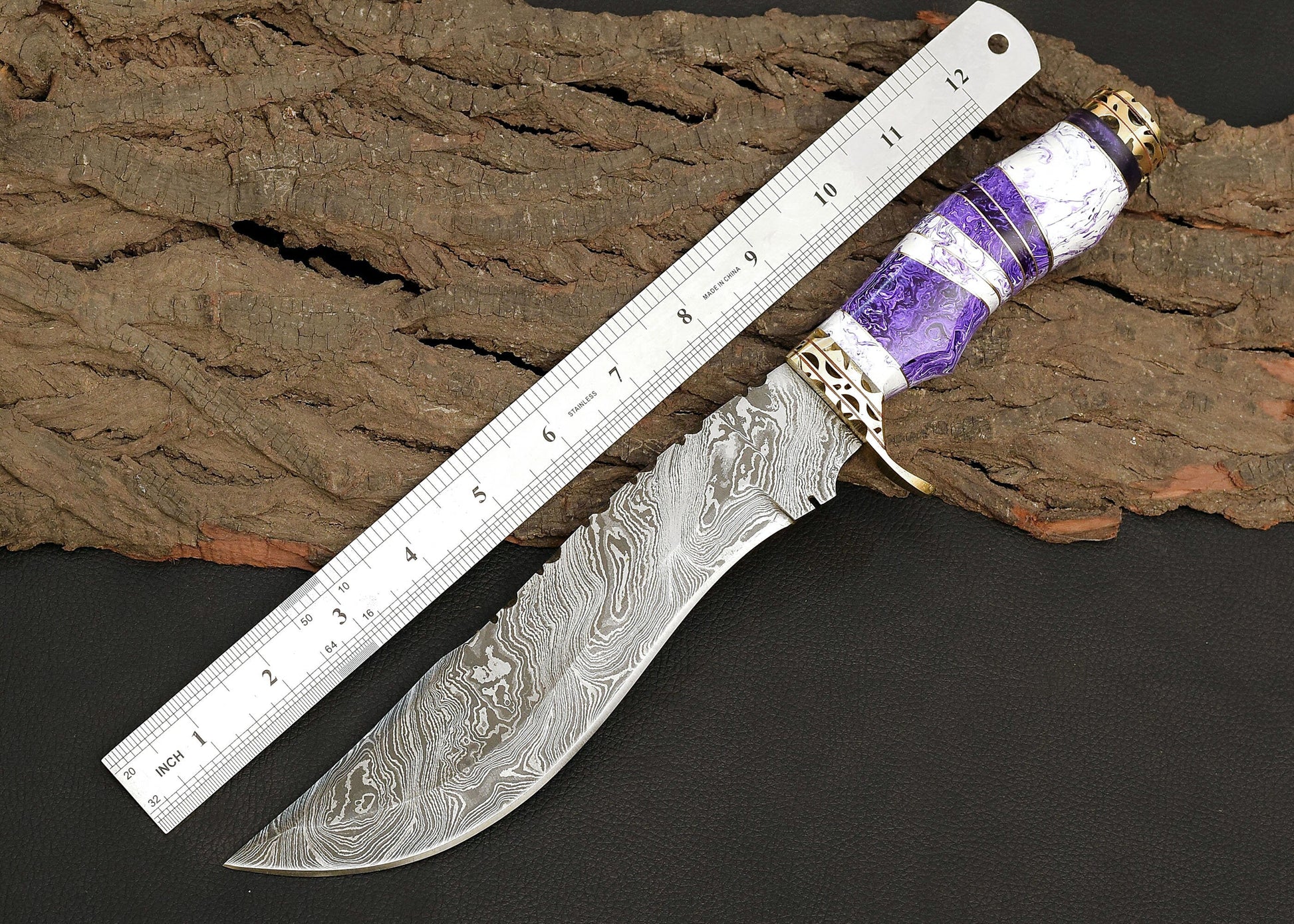 Custom Handmade Hunting Knife with Leather Sheath