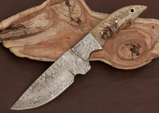Handmade RAM Knife Ashwood Handle with Leather Sheath