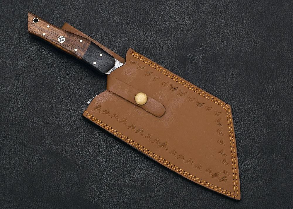 buy hand made butcher knife made with high carbon steel. free leather sheath